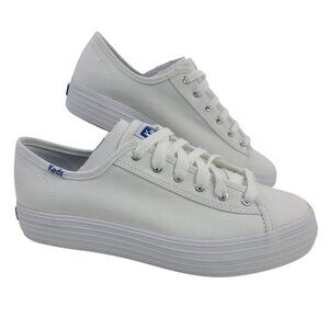 NEW Keds Triple Kick White Canvas Platform Sneakers Women's Sz 6.5